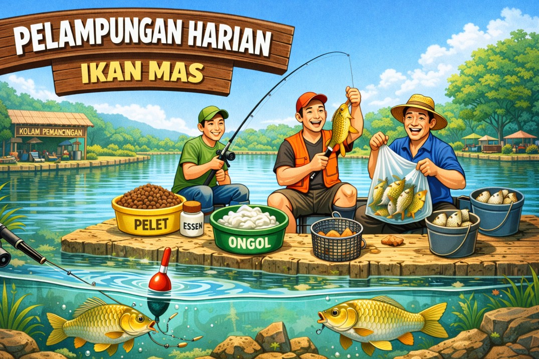 Ilustrasi mancing harian ikan mas